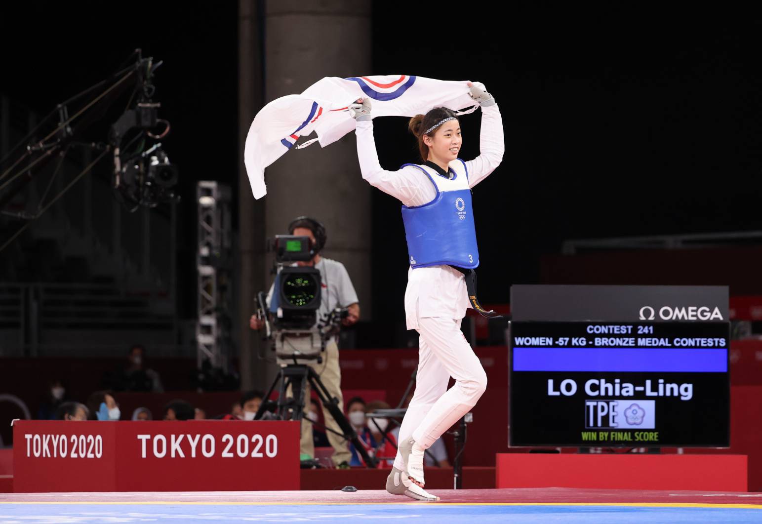 台灣跆拳年輕女將羅嘉翎25日為台灣踢下1面東京奧運銅牌。(體育署提供)