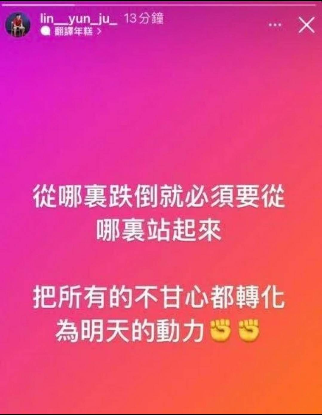 飲恨未奪銅牌，林昀儒IG發言透露心聲。(擷取自林昀儒IG)