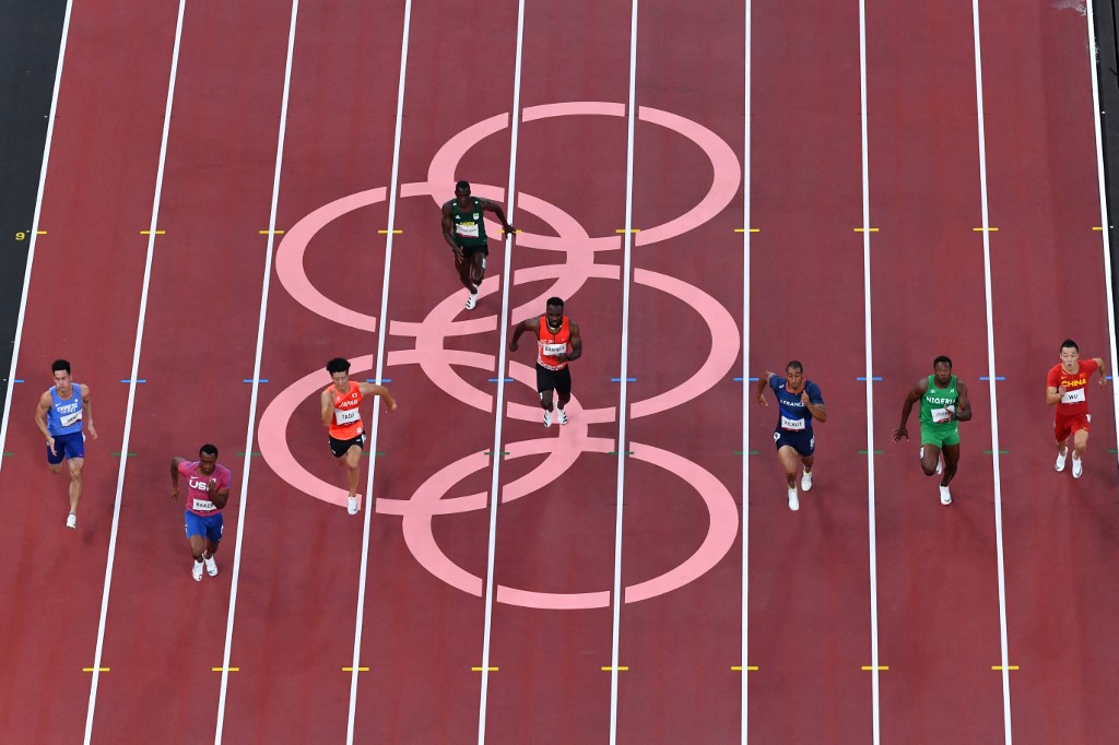 楊俊瀚東奧男子100公尺10秒21，分組第5名無緣晉級。(AFP)