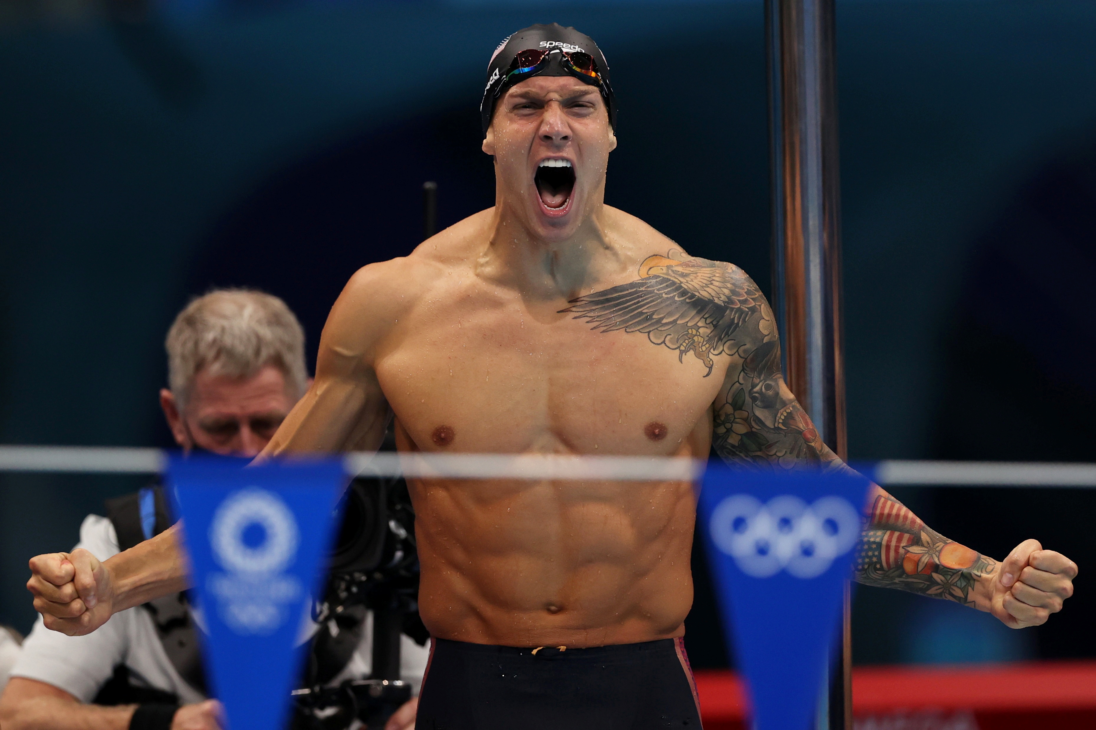 美國泳將德萊賽爾（Caeleb Dressel）1日在東京奧運摘下個人第5面金牌。（路透社／達志影像）