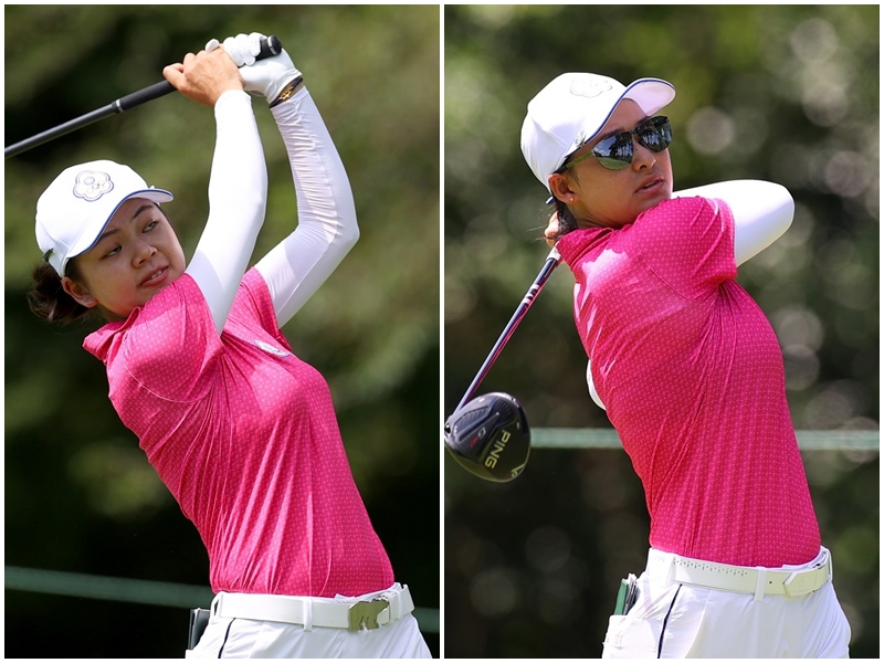 東京奧運女子高爾夫球賽4日開打，我國有徐薇淩(左)、李旻(右)兩名選手參賽，第一天首輪都打出低於標準桿2桿的69桿成績，並列第7。(路透社/達志影像)
