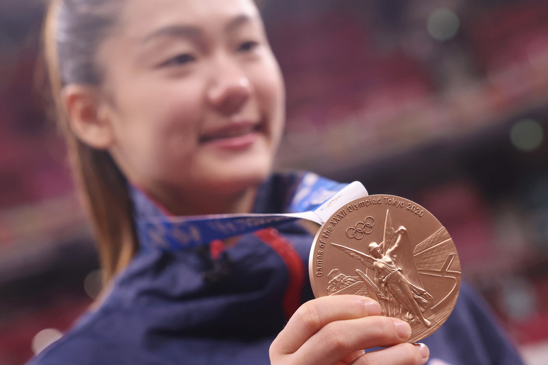 台灣空手道好手文姿云5日在東京奧運空手道女子55公斤量級獲得銅牌，對於這樣的結果，她說：「當然會有遺憾，但我接受判決。」這面銅牌也是本屆奧運台灣進帳的第12面獎牌。 (圖：中央社)