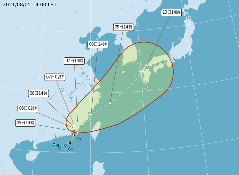 輕颱「盧碧」潛勢預測。(圖：中央氣象局提供)