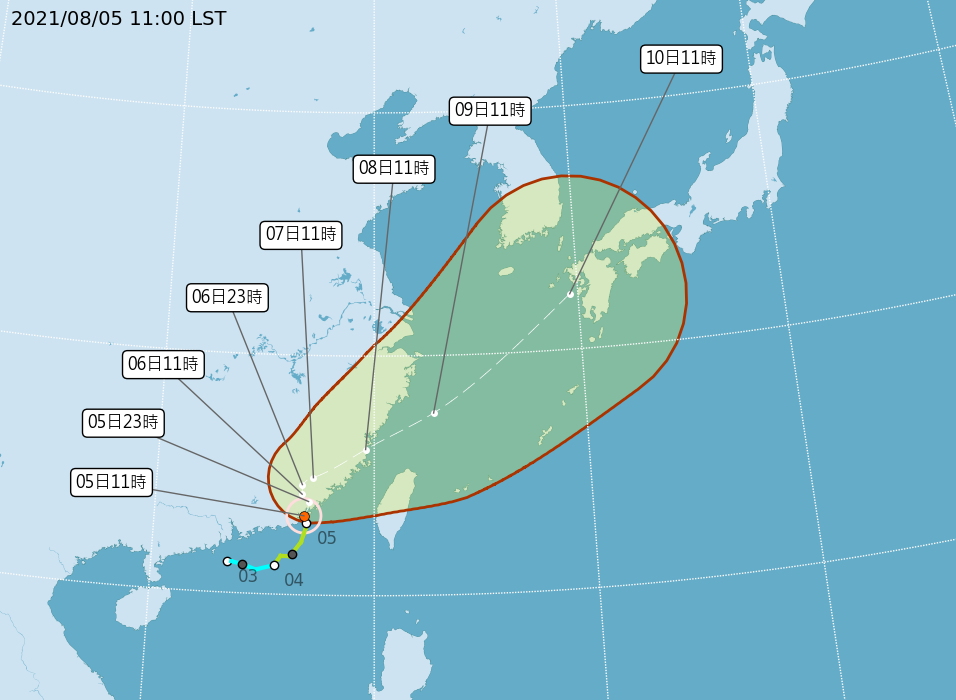 輕颱「盧碧」潛勢預測。(圖：中央氣象局提供)