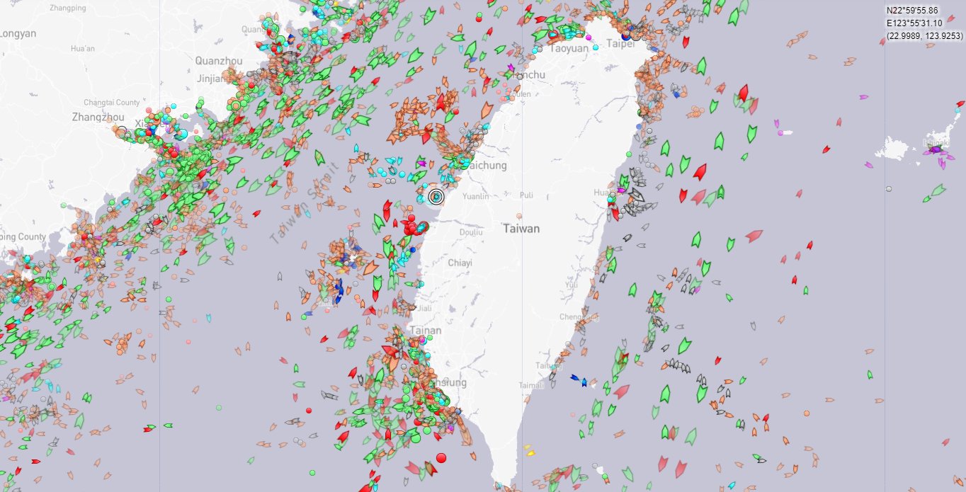 法艦現身彰化外海。(圖：取自marinetraffic.com)