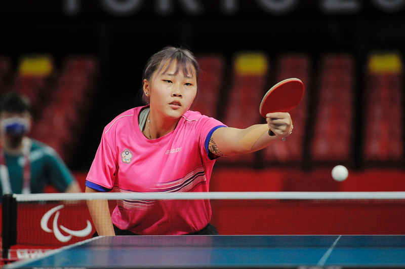 台灣帕運桌球小將田曉雯28日在2020東京帕運桌球第10級女單4強，先盛後衰，在首局率先拿下優勢後連丟3局，獲得銅牌。（體育署提供） (圖：中央社)