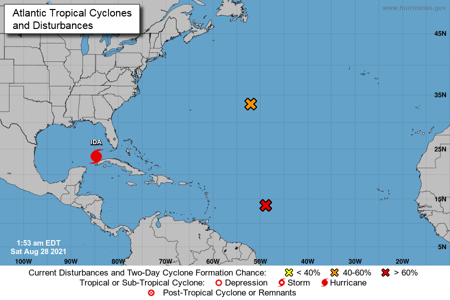 美國南部的墨西哥灣沿岸，颶風艾達(Hurricane Ida)正逐漸逼近路易斯安那州。(NHC官網）