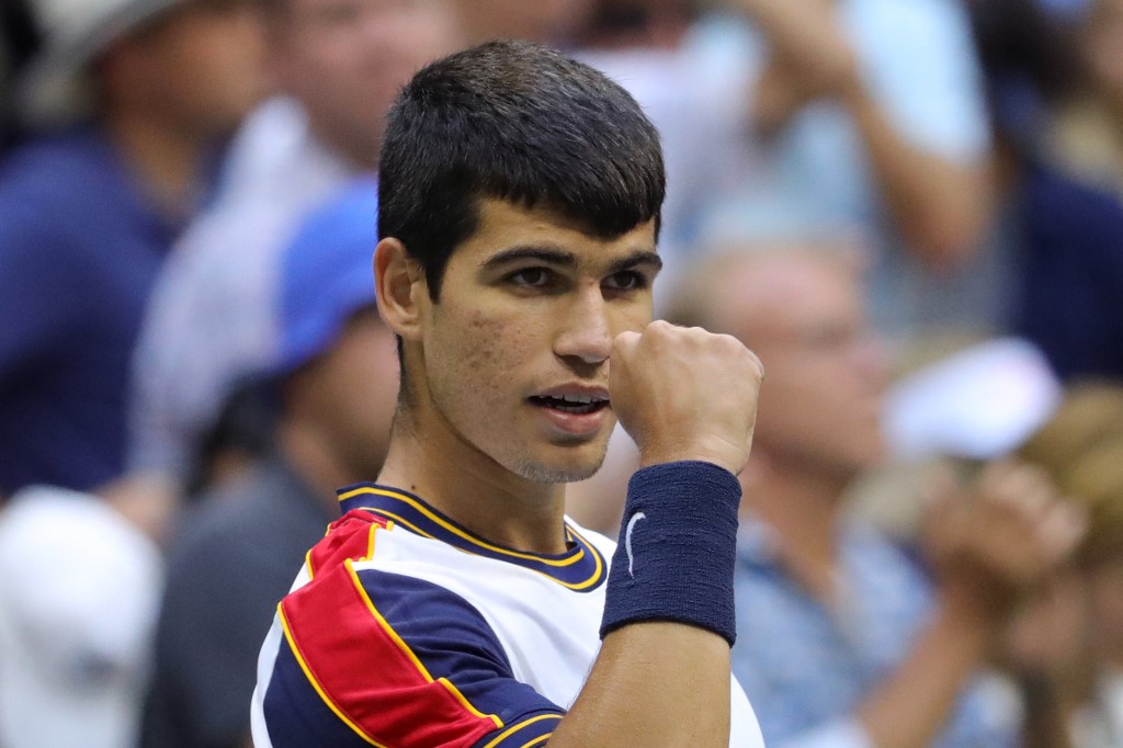 西班牙網球小將阿卡瑞茲(Carlos Alcaraz)。 (AFP)