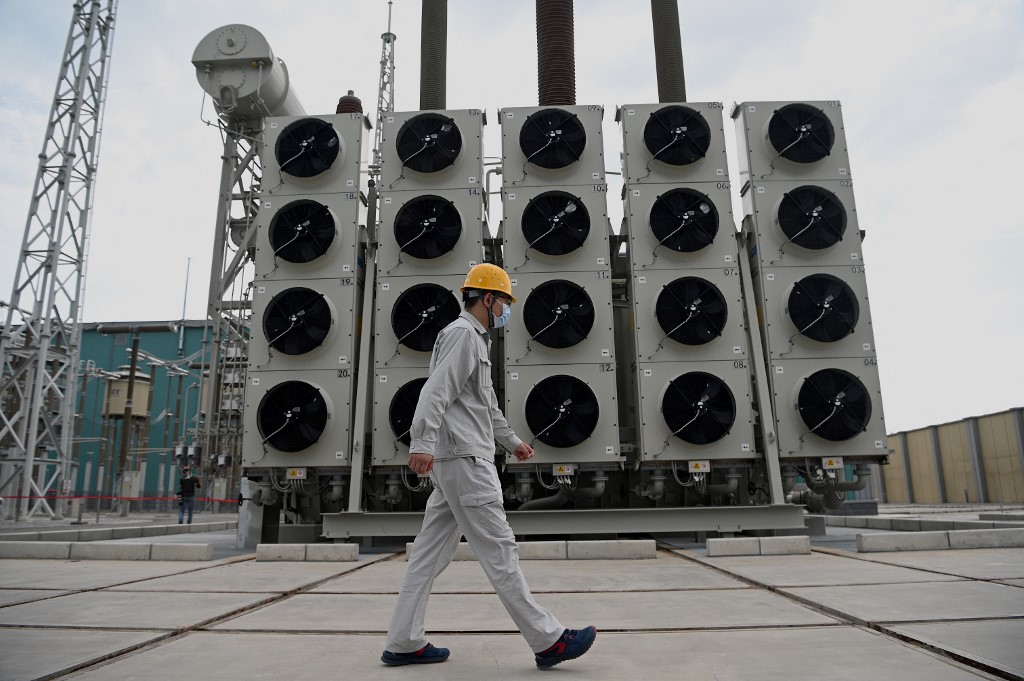 中國多地限電引發全球關注。圖為張北電網計畫。(AFP)