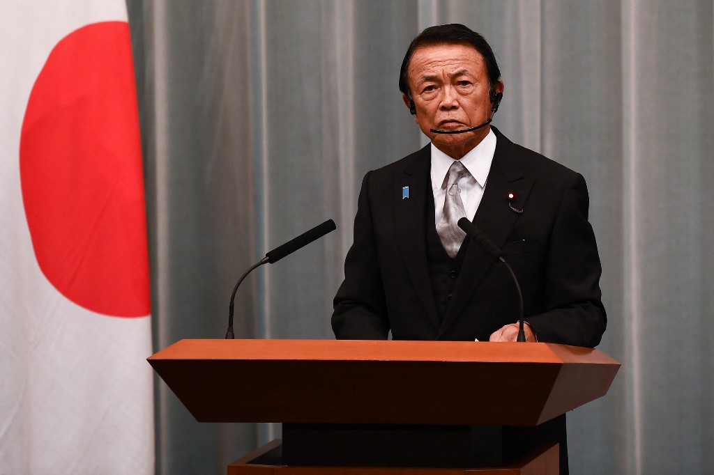 日本副首相兼財務大臣麻生太郎(Taro Aso)。(AFP)