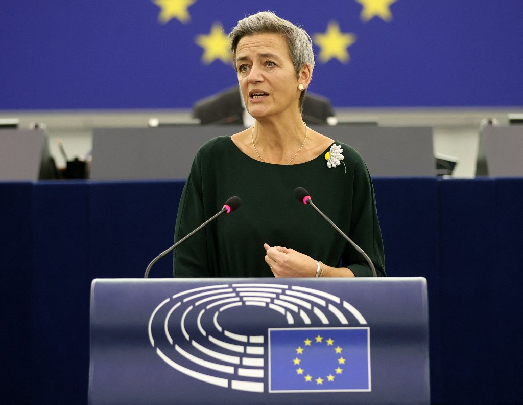 歐盟執行委員會副主席維斯塔哲(Margrethe Vestager)。(AFP)