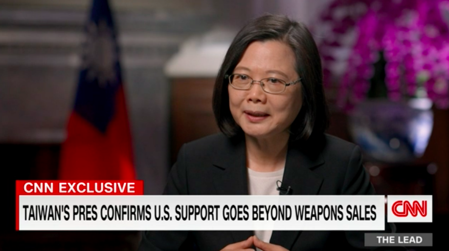 蔡英文總統接受CNN專訪，指中國威脅日益增加，並首度證實美國在台協助國軍訓練。（圖：翻攝CNN畫面）