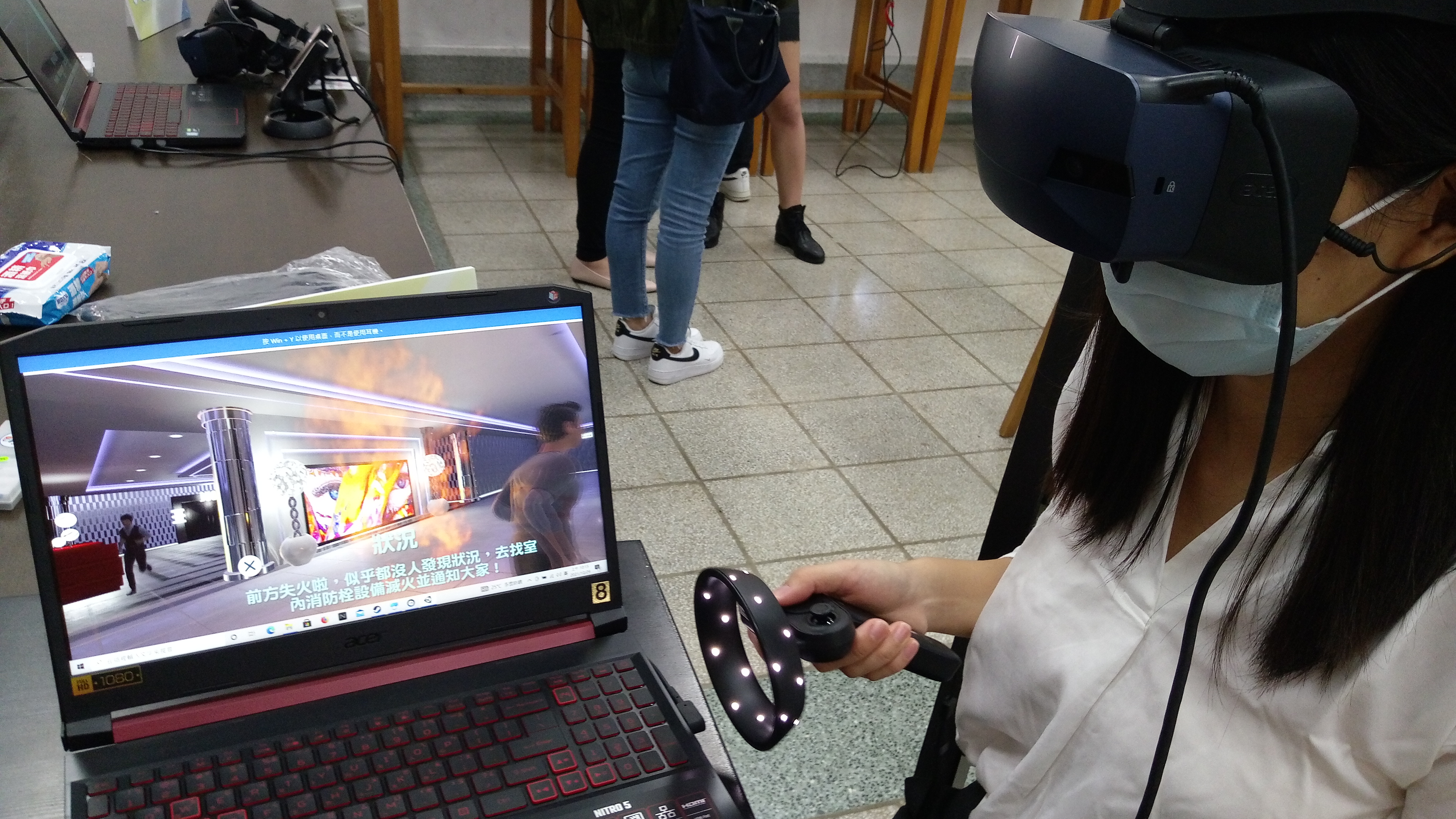 台灣師範大學發表「火災應變虛擬實境技能訓練系統」。(陳國維 攝)
