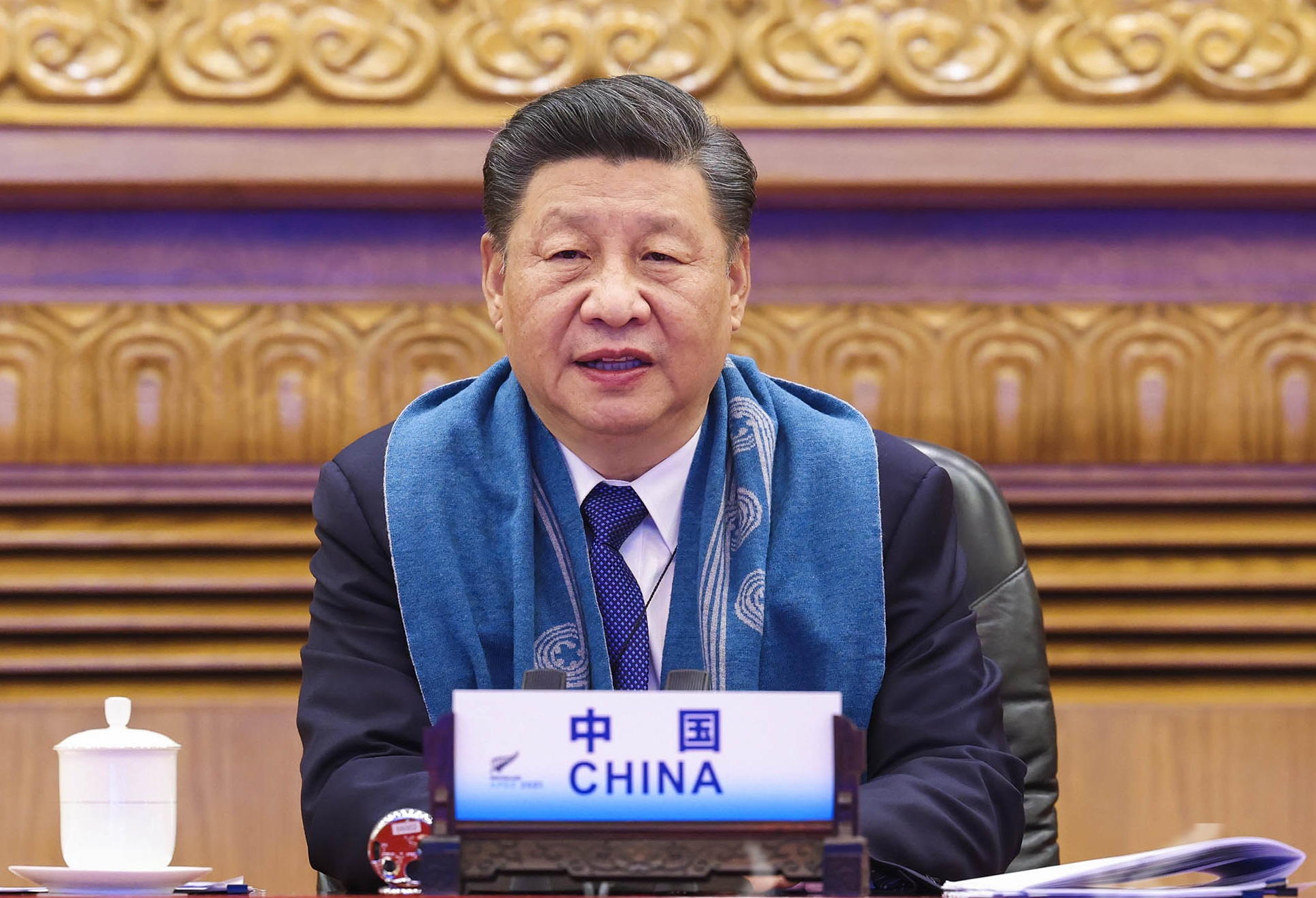 中國國家主席習近平12日晚間出席APEC線上峰會。 (網路圖片)