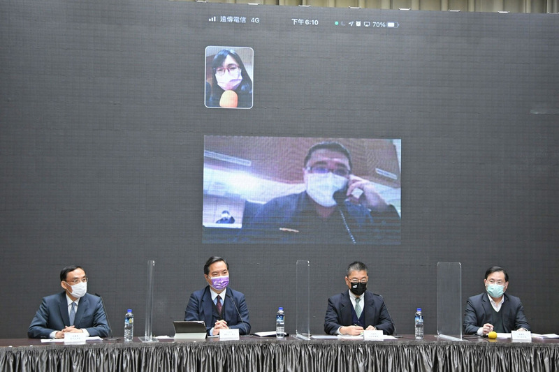 行政院23日舉行治安會報後記者會。左起法務部長蔡清祥、行政院發言人羅秉成、內政部長徐國勇、經濟部次長林全能。（行政院提供）中央社記者賴于榛傳真 110年11月23日 (圖：中央社)