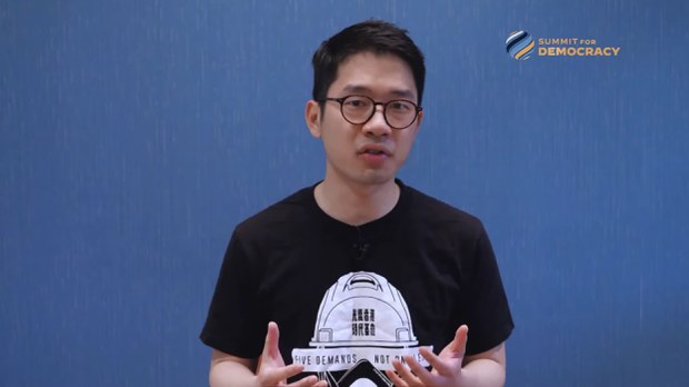前香港立法會議員羅冠聰出席民主峰會。 (圖:民主峰會截圖)