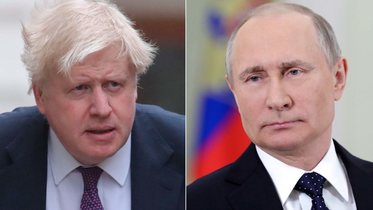 英國首相強生(Boris Johnson)與俄羅斯總統蒲亭(Vladimir Putin)。 (合成圖)