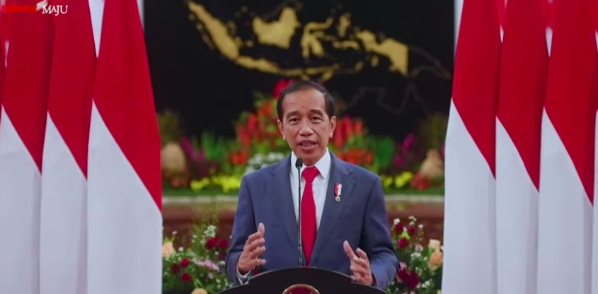 印尼總統佐科威(Joko Widodo)在G20財長會議上致詞。（取自G20直播畫面）