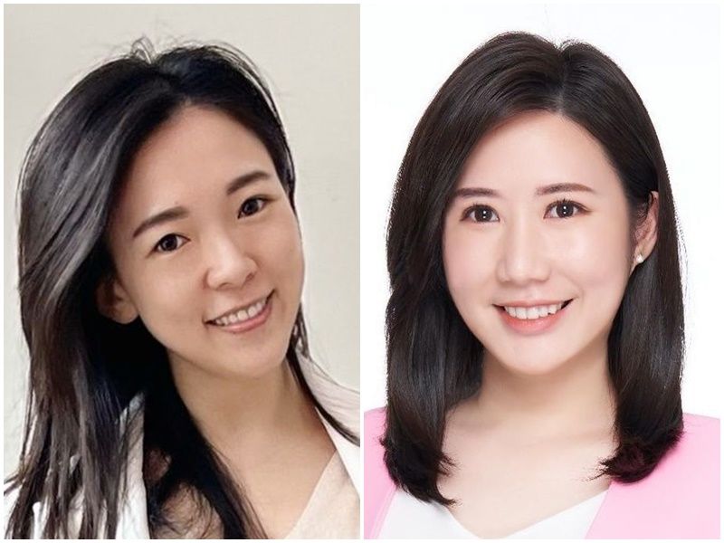 前高雄市政府副發言人白喬茵(左)、前TVBS電視台主播柳采葳將擔任國民黨發言人。(國民黨提供)