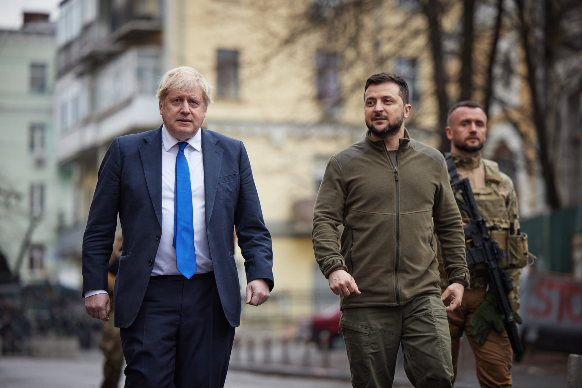 英國首相強生(Boris Johnson)9日意外造訪烏克蘭，並與總統澤倫斯基(Volodymyr Zelenskiy)面對面會談。(FB/Володимир Зеленський)