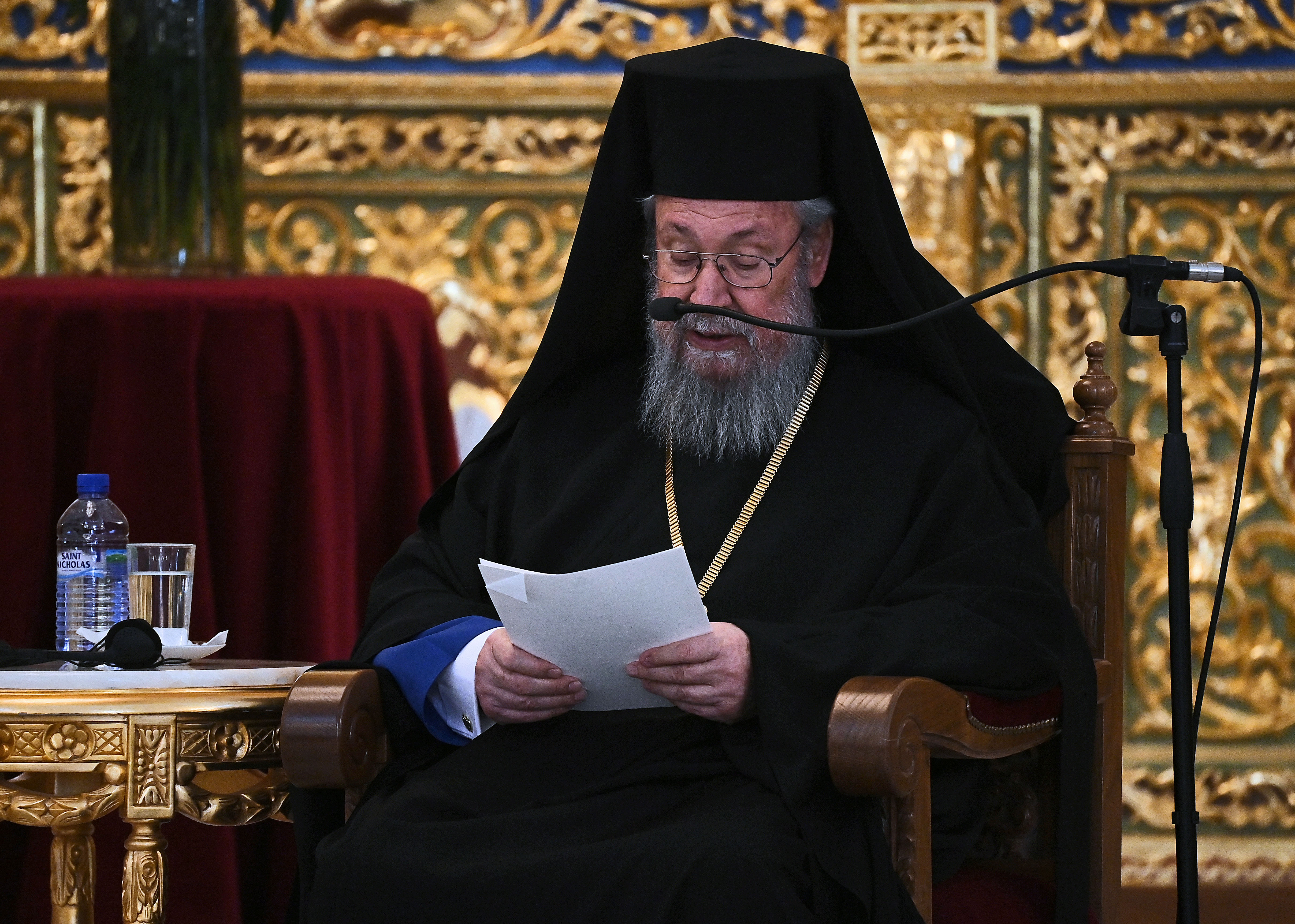 賽普勒斯東正教總主教金口二世(Chrysostomos II)12日公開批評基督教東正教同胞俄羅斯入侵烏克蘭。(AFP)