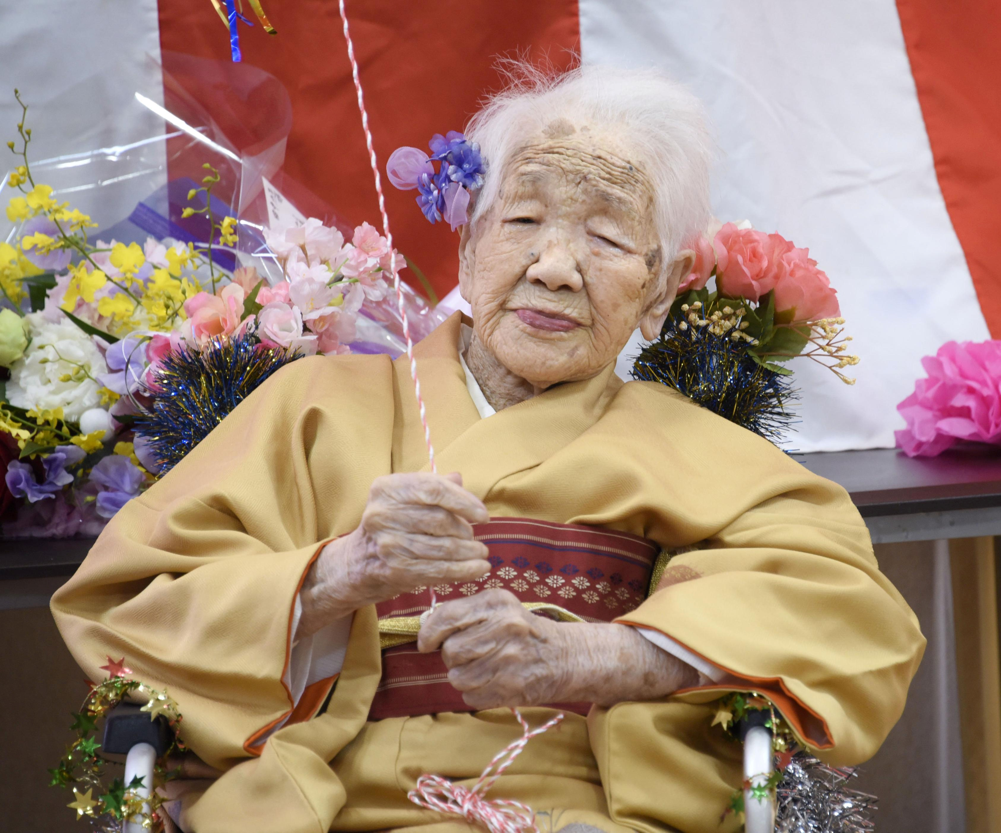 全球最長壽人瑞日本田中加子(Kane Tanaka)女士。(路透社/達志影像)