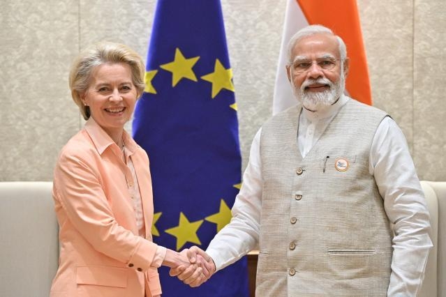 歐盟執行委員會(European Commission)主席范德賴恩(Ursula von der Leyen)訪問印度並會見印度總理莫迪(Narendra Modi)。(圖:European Commission官網)
