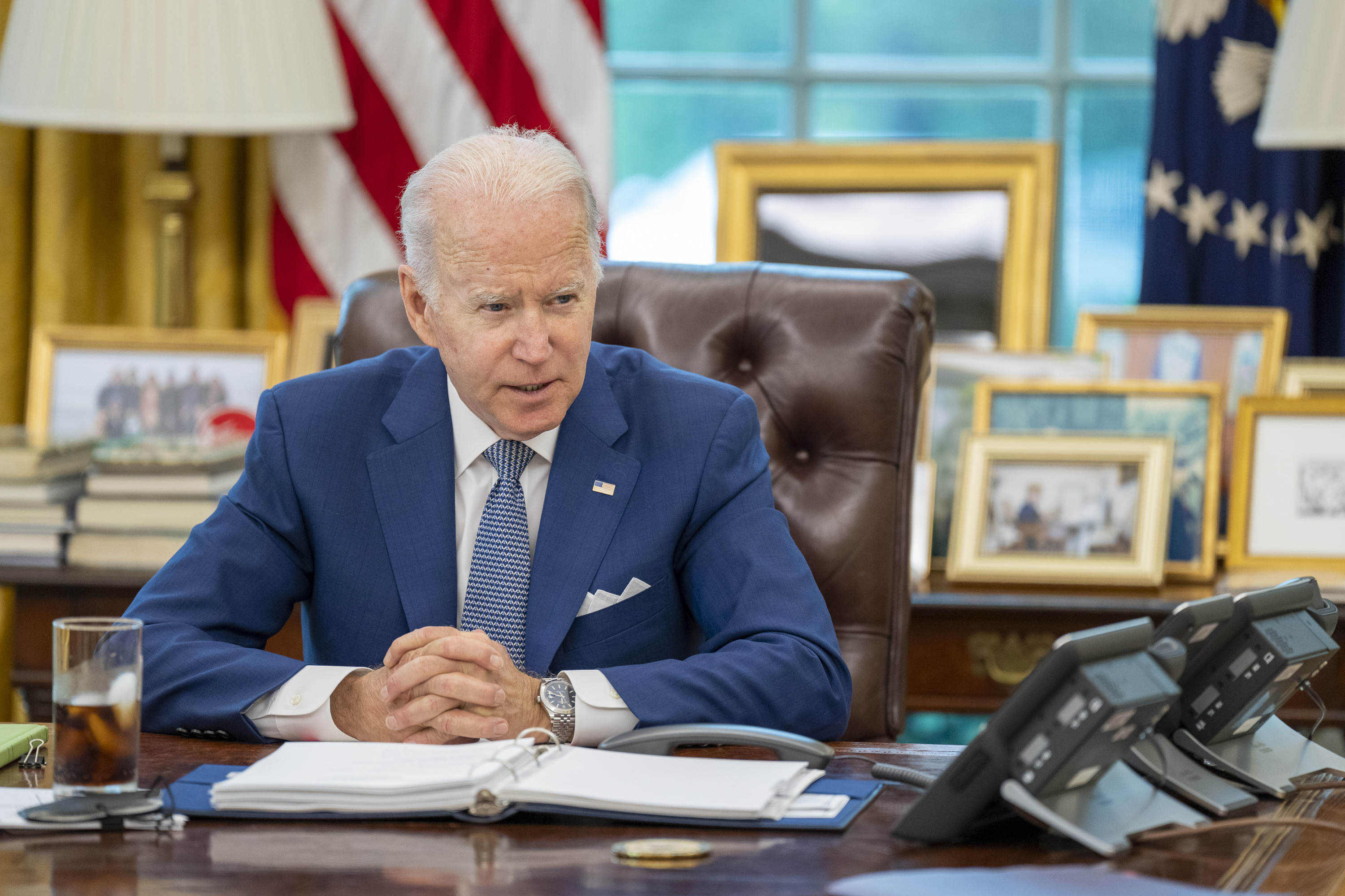 美國總統拜登(Joe Biden)表示，反對烏克蘭援助法案，正中蒲亭下懷。（圖:@POTUS/Twitter）