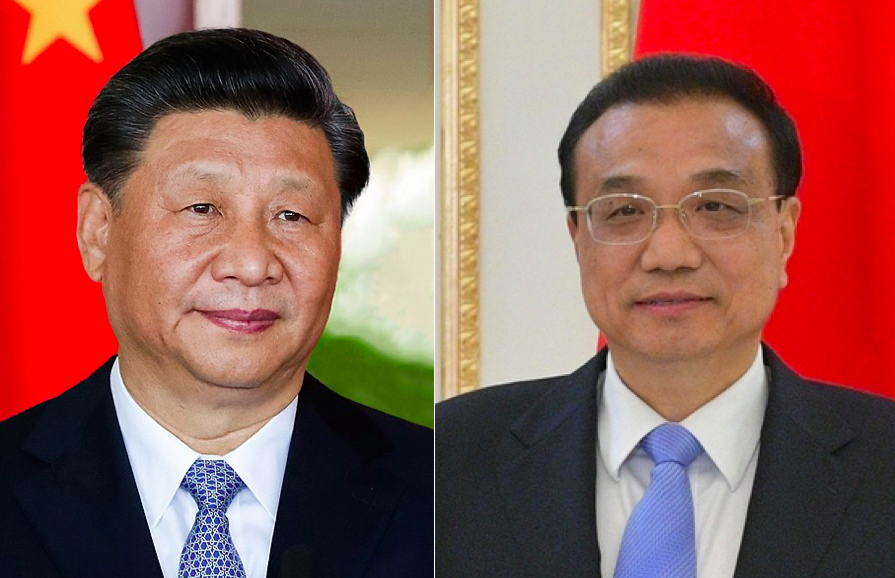 中國國家主席習近平(左)與中國國務院總理李克強(右)。（圖片來源：維基百科)