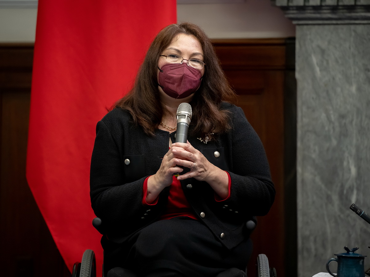 美國聯邦參議員達克沃絲(Tammy Duckworth)30日訪台，31日在總統府晉見蔡英文總統 (總統府提供)