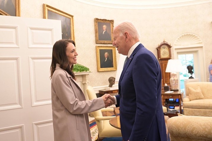 美國總統拜登(Joe Biden)5月31日在白宮會晤紐西蘭總理阿爾登（Jacinda Ardern）。 (圖:取自阿爾登臉書)