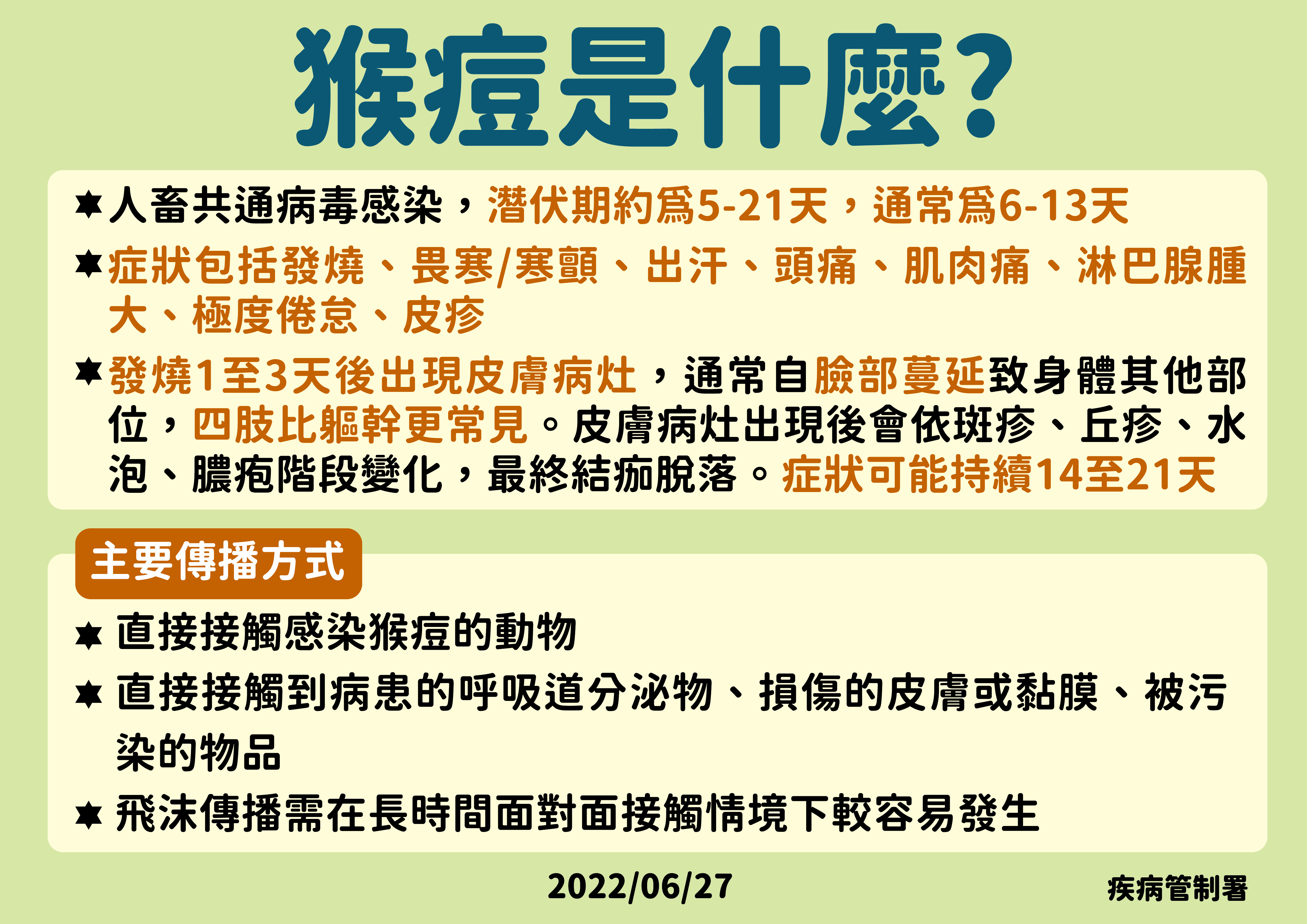 猴痘簡介。(指揮中心提供)