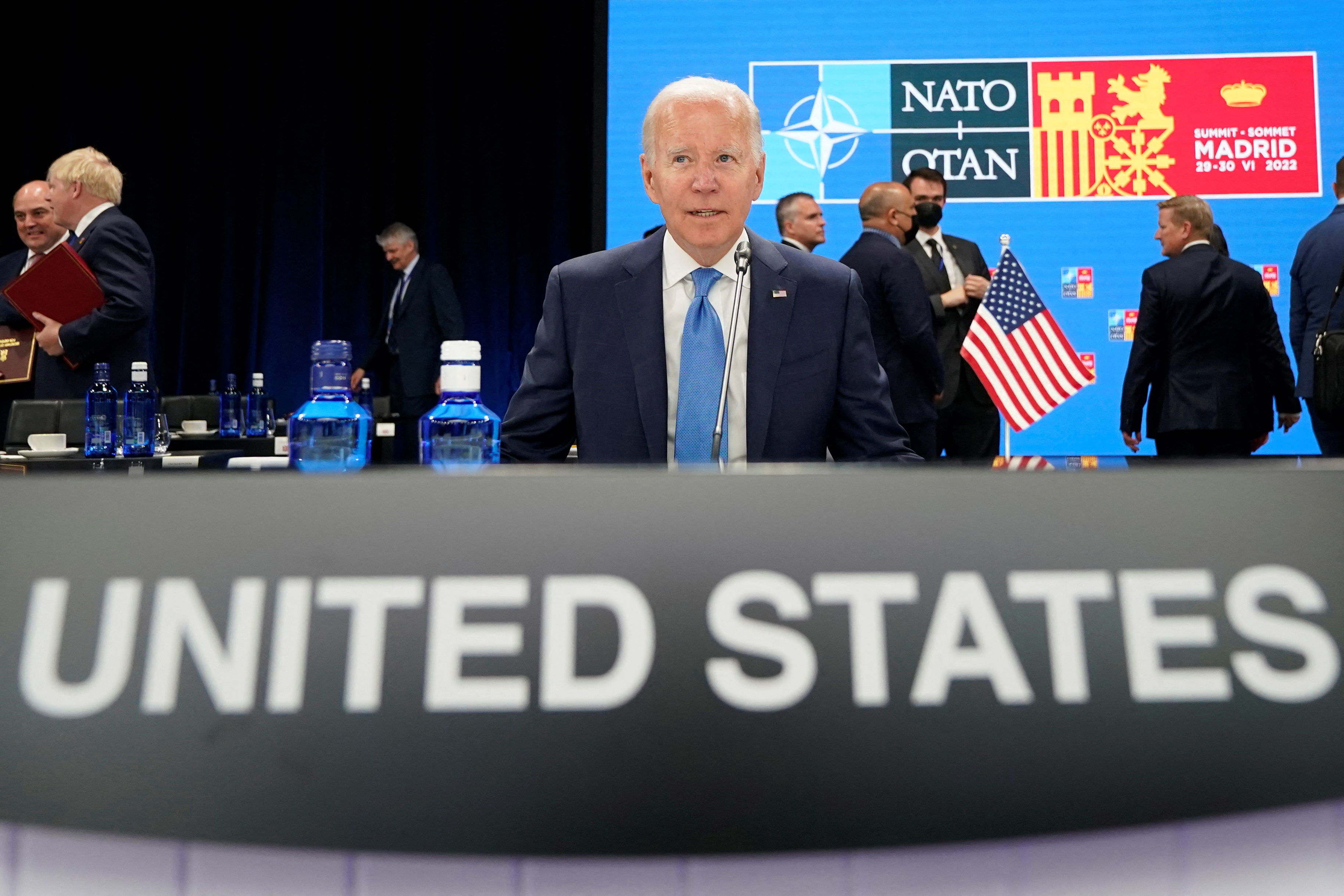 美國總統拜登(Joe Biden)於北約高峰會上宣布，美國要對北大西洋公約組織(NATO)在歐洲的部隊增加援軍。(路透社/達志影像)