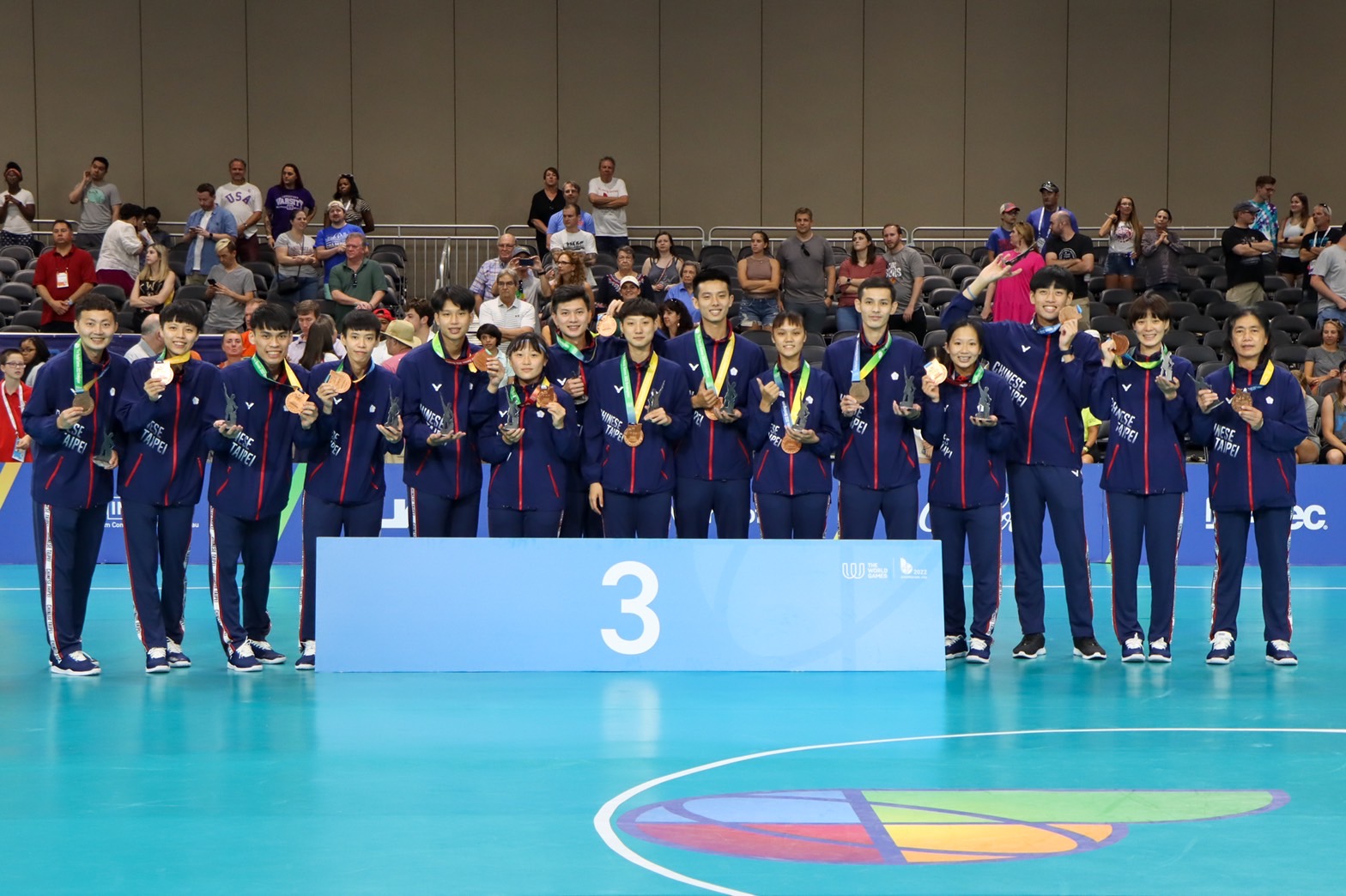 伯明罕世界運動會，中華合球代表隊力克德國隊勇奪銅牌。(體育署提供)