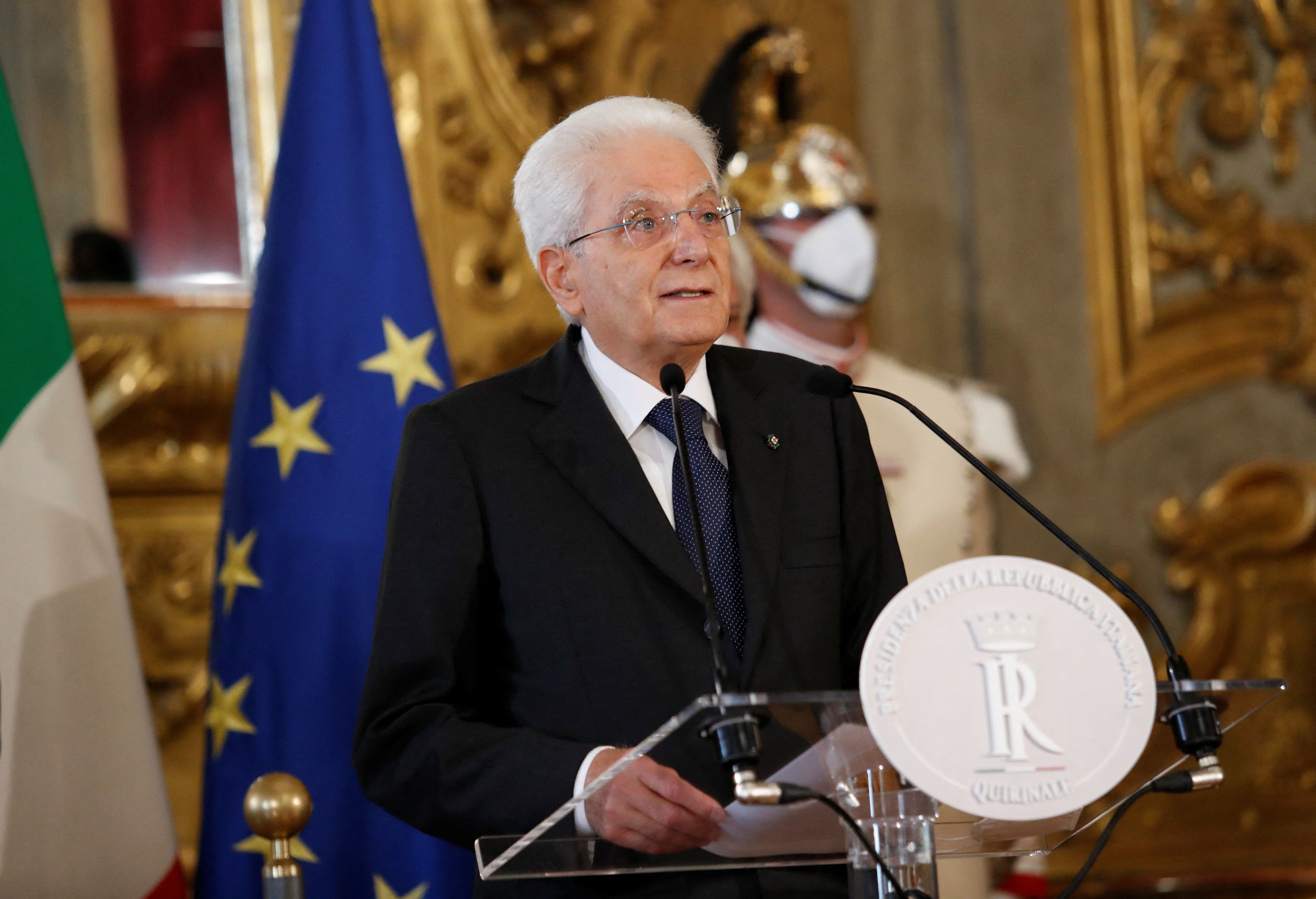 義大利總統馬達雷拉(Sergio Mattarella)21日下令解散國會，啟動提前大選。(路透社/達志影像)