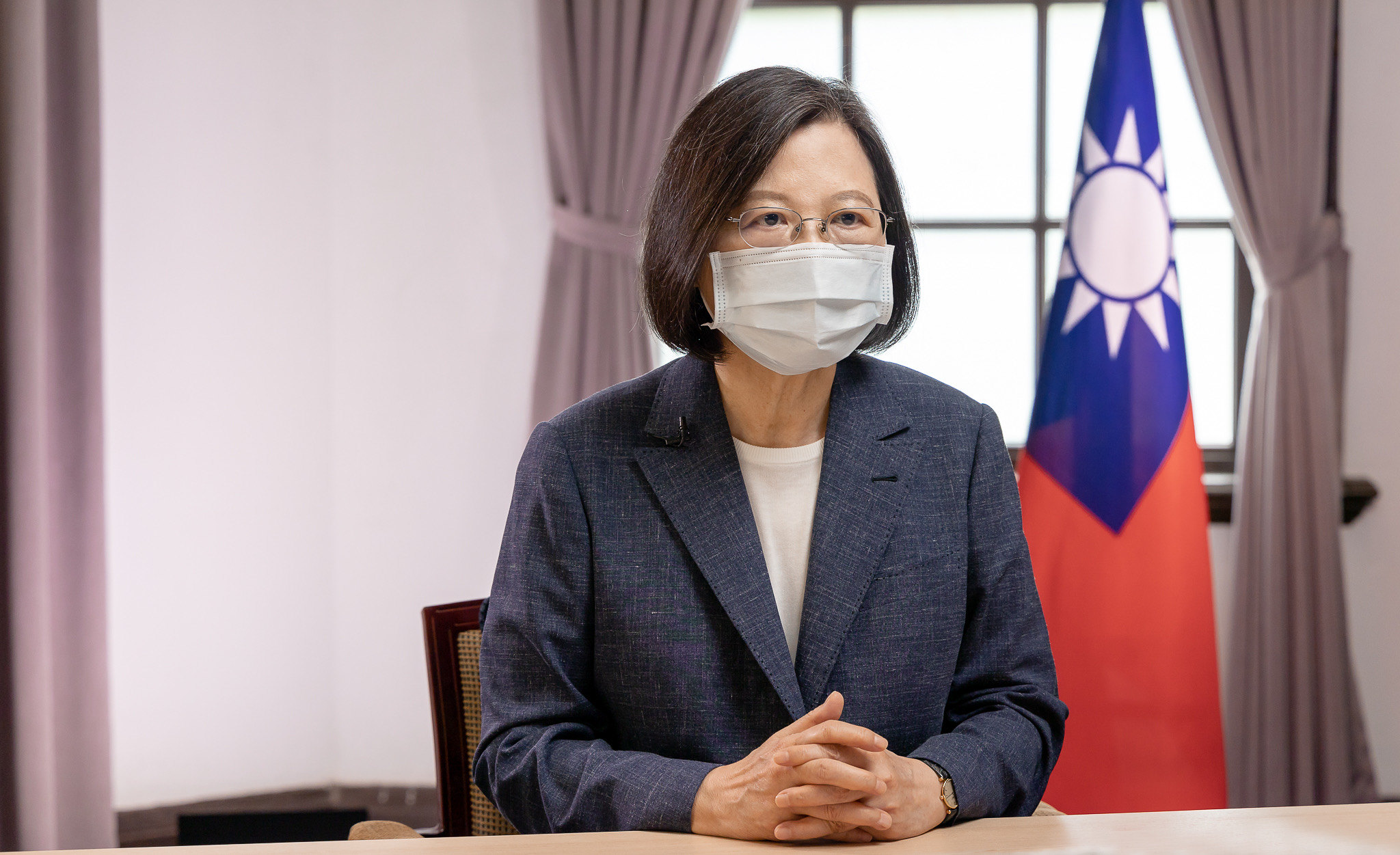 蔡英文總統以錄影方式在「凱達格蘭論壇－2022印太安全對話」致詞。(總統府 提供)