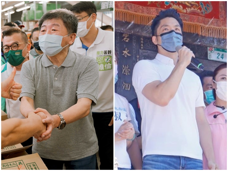 民進黨台北市長參選人陳時中表示，希望後疫情時代每個企業都能復甦；國民黨台北市長參選人蔣萬安則批評，陳時中要為國人打高端去日本的不便負責。(合成圖)