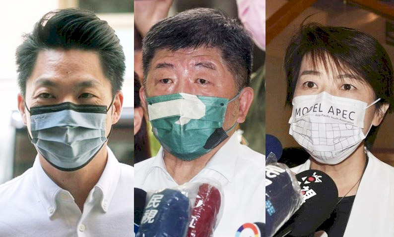 台北市長選戰逐漸白熱化。左起為國民黨參選人蔣萬安、民進黨參選人陳時中、台北市副市長黃珊珊。(合成照/圖：中央社)