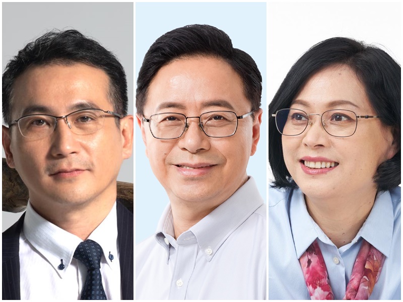 桃園市長選情白熱化。圖左起為民進黨參選人鄭運鵬(左)、國民黨參選人張善政(中)、民眾黨參選人賴香伶(右)。(合成圖)