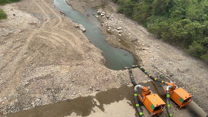 基隆新山水庫蓄水率已降到39.5%，有效蓄水量剩395萬立方公尺，水情吃緊。(圖：中央社)