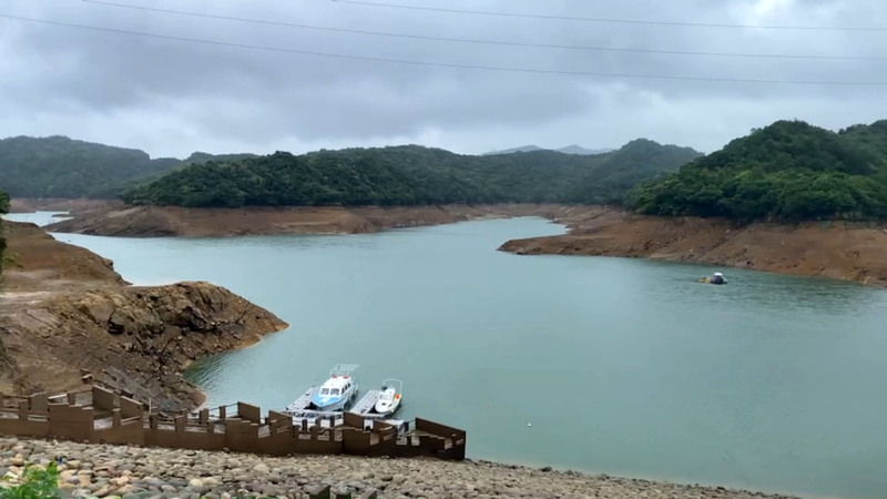 基隆水情日前拉警報，在軒嵐諾颱風離開後已經緩解。圖為新山水庫。(圖：中央社)