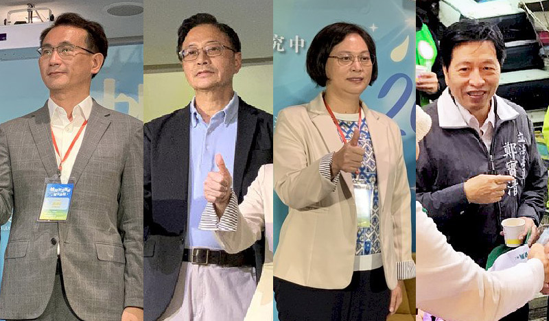 年底桃園市長選戰逐漸白熱化。圖為民進黨參選人鄭運鵬(左起)、國民黨參選人張善政、民眾黨參選人賴香伶，以及遭民進黨開除黨籍參選的前立委鄭寶清。(資料合成圖/圖:中央社)