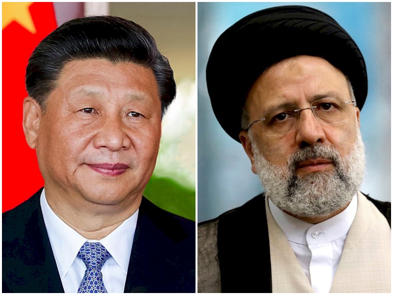 習近平(左)將與伊朗總統萊希，舉行首次面對面會談。(合成圖)