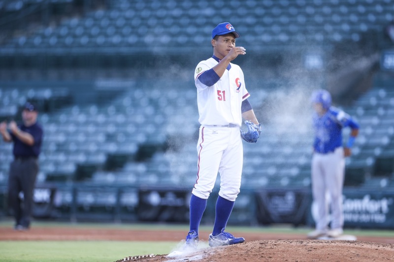 U18世界盃棒球賽冠軍戰，台灣隊一度領先，比賽後半段沒能穩守，以1比5不敵美國隊，拿下亞軍無緣完成2連霸，冠軍戰先發投手為林盛恩。圖為林盛恩11日對義大利登板畫面。（中華民國棒球協會提供） (圖：中央社)