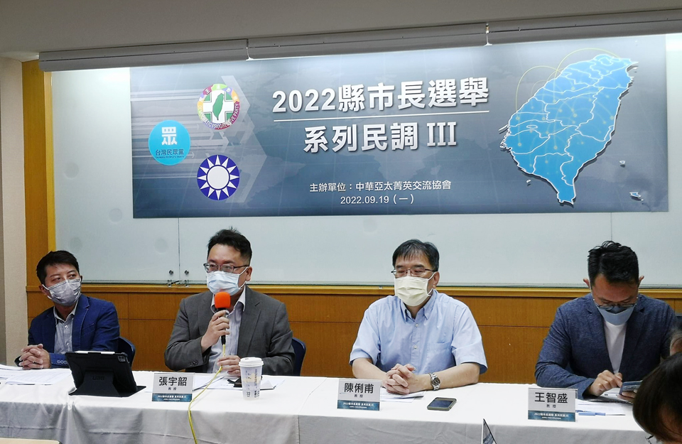 中華亞太菁英交流協會19日公布最新桃園市長民調結果指出，民進黨的鄭運鵬與國民黨的張善政分別獲得29.7%與29.9%的支持率，鄭運鵬急起直追、藍綠緊繃僵持。（劉玉秋攝）