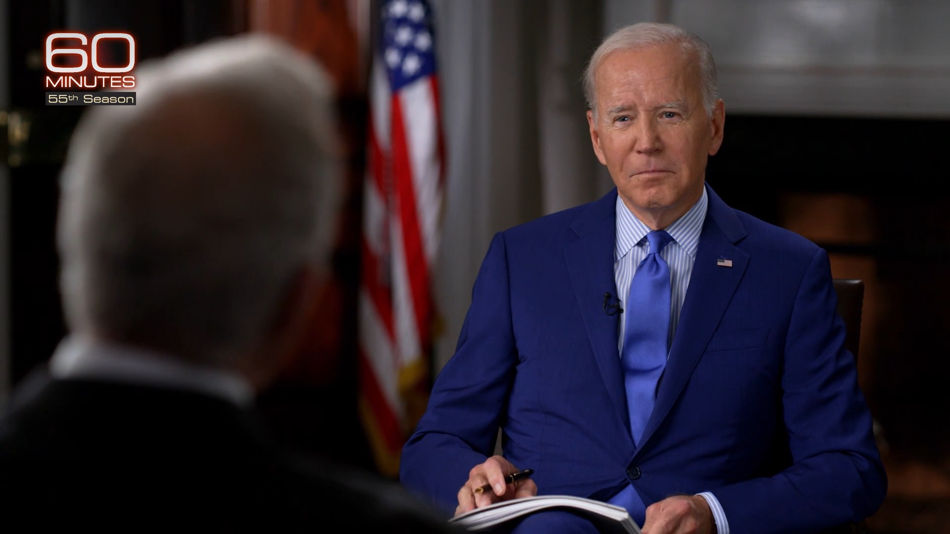 美國總統拜登接受哥倫比亞廣播公司(CBS)「60分鐘」節目訪問。 (圖:翻拍CBS)