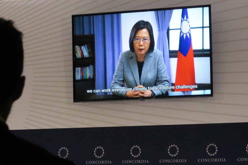 總統蔡英文19日在紐約非營利組織Concordia年度峰會發表預錄主題演講，呼籲團結對抗威權擴張主義、支持台灣參與聯合國。 (圖：中央社)