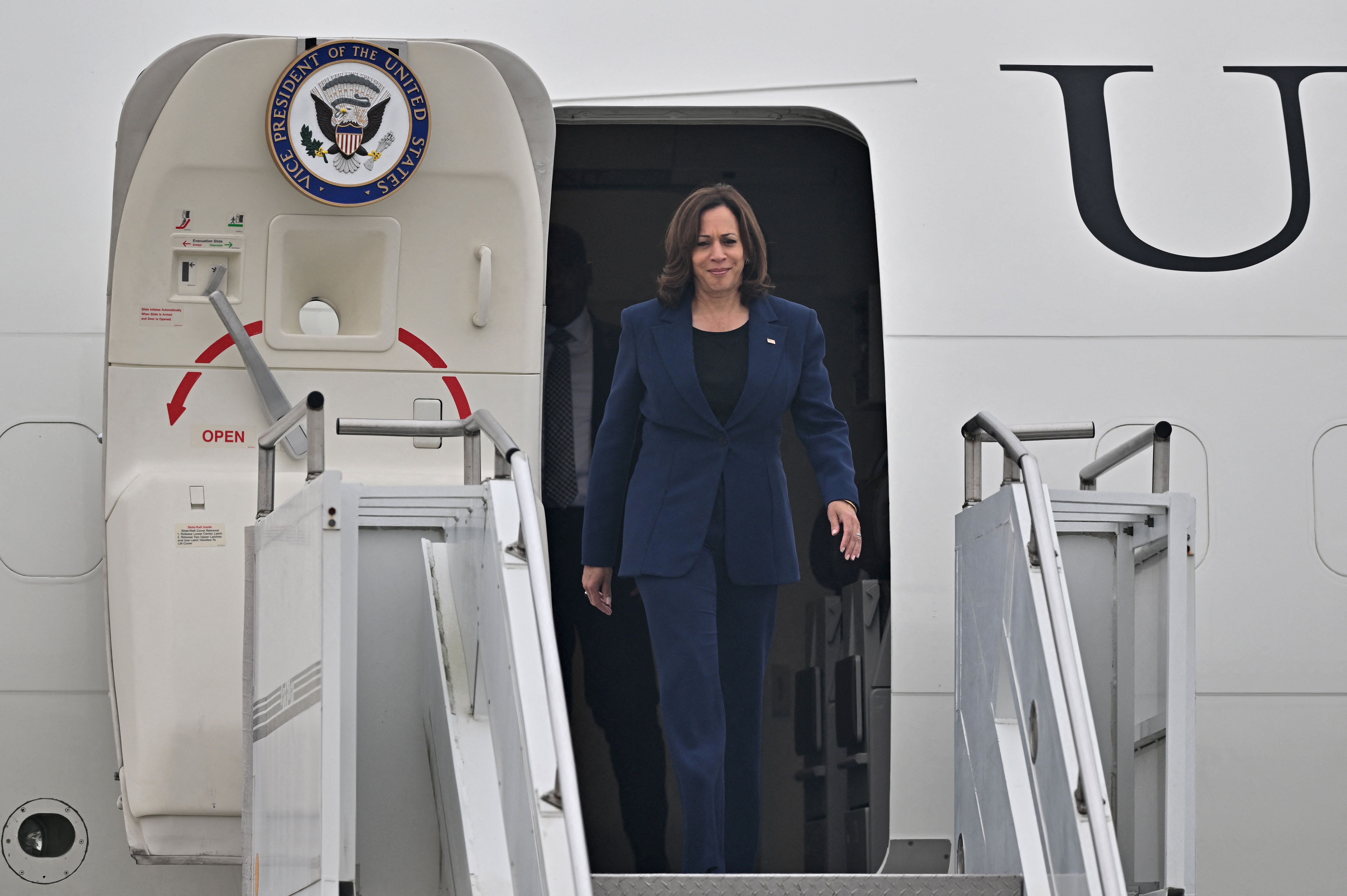 美國副總統賀錦麗(Kamala Harris)29日抵達南韓訪問。(路透社/達志影像)