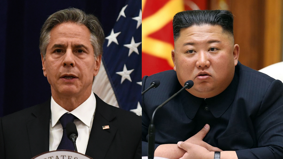 美國國務卿布林肯(左)、北韓領導人金正恩(右)。(合成圖／AFP)