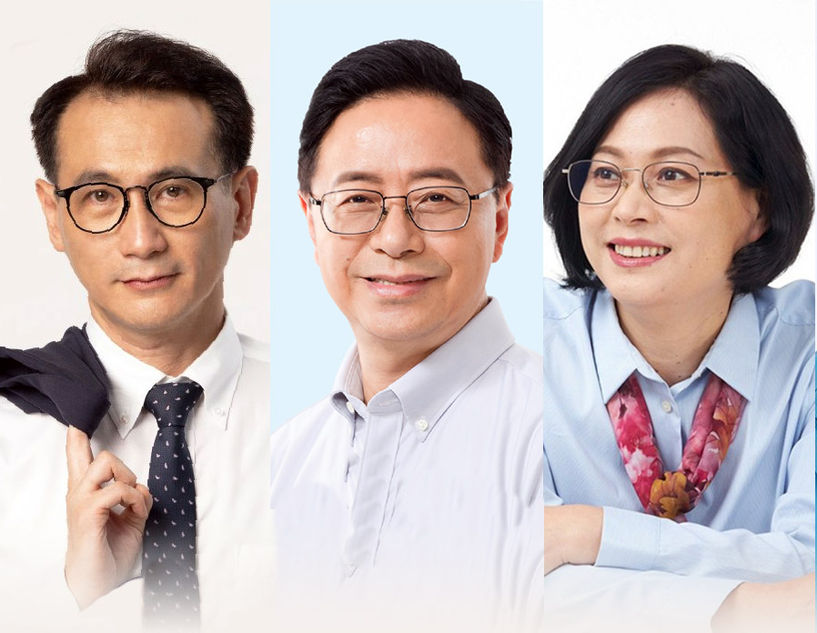 民進黨桃園市長候選人鄭運鵬、國民黨桃園市長候選人張善政、民眾黨桃園市長候選人賴香伶。(資料合成圖/翻攝自臉書)